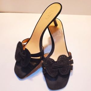 Ann Taylor Loft Kitten Heel Mules suede sandal size 9 so cute!